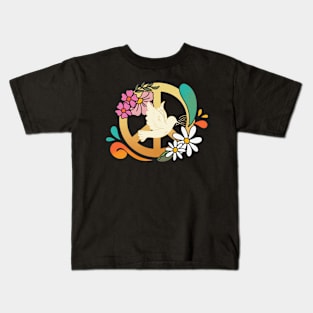 Peace Dove and Flowers Kids T-Shirt